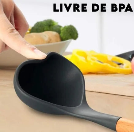 Kit Jogo 12 Peças Utensílios de Cozinha Silicone Antiaderente com Suporte