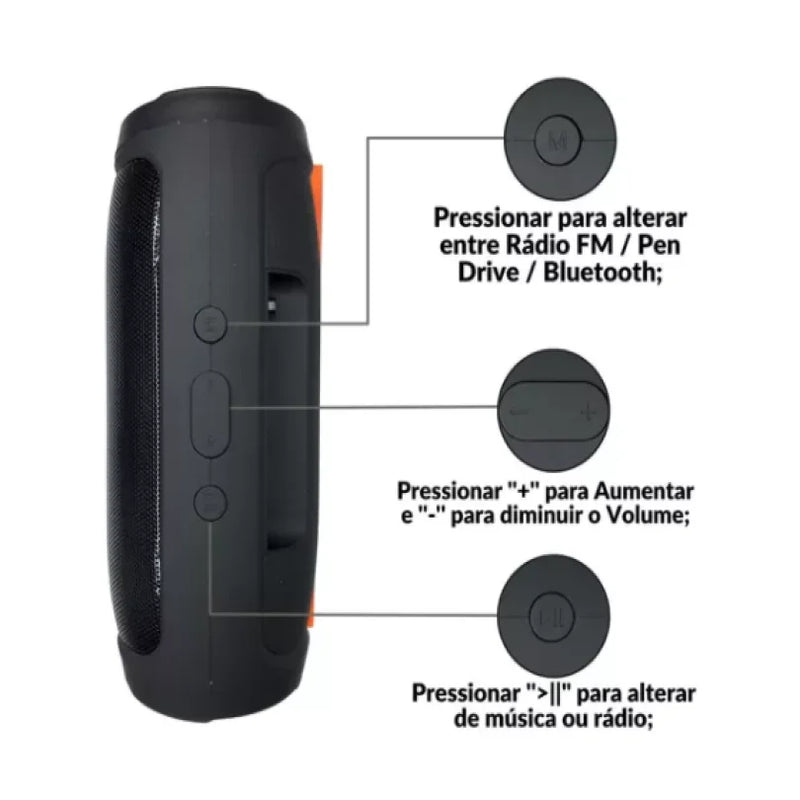 Caixa Caixinha De Som Charge Mini 3 Portátil Com Bluetooth