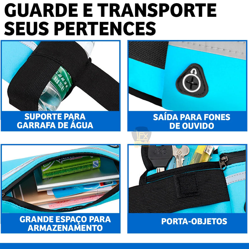 Pochete Esportiva cintura Preta porta celular garrafa utensílios para Corrida Preta