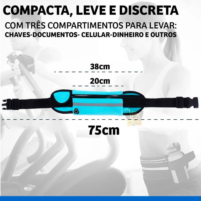 Pochete Esportiva cintura Preta porta celular garrafa utensílios para Corrida Preta